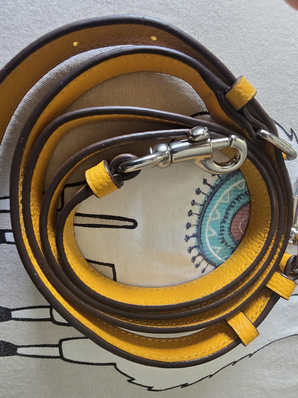 Coach Yellow Leather Strap with Silver Hardware - Picture 2 of 3